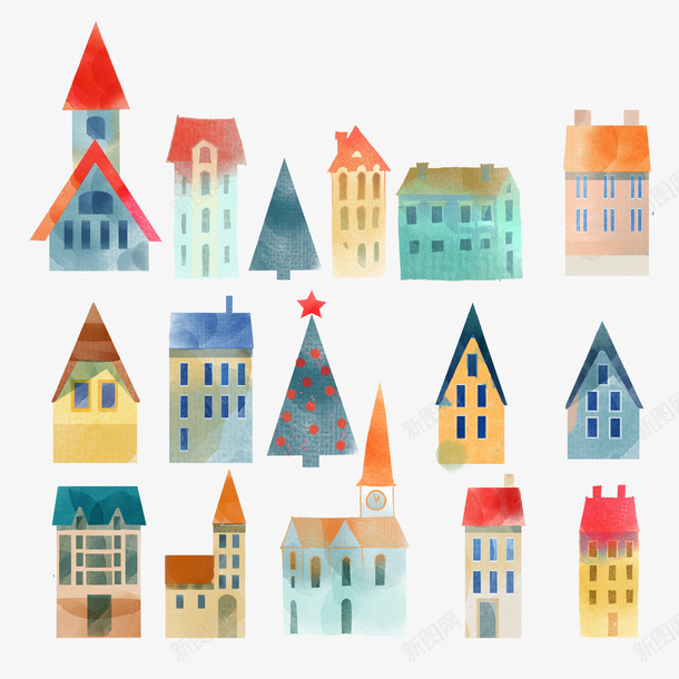 可爱雪景小房子png免抠素材_88icon https://88icon.com 房子 手绘 插画 雪景