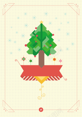 经典扁平风色块拼凑圣诞树背景矢量图背景