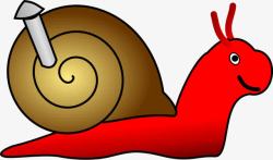 红色的长蘑菇的卡通小蜗牛素材