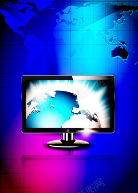电脑电子产品蓝色地球科技背景矢量图背景