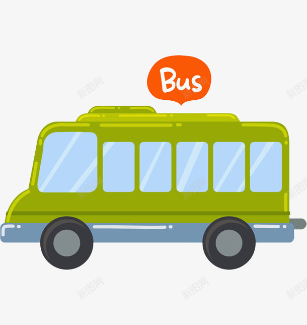 手绘校车png免抠素材_88icon https://88icon.com bus 交通工具 卡通 手绘 接送学生 校车 水彩 绿色