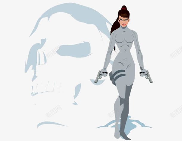 黑人女杀手png免抠素材_88icon https://88icon.com 卡通手绘 女杀手 女魔头 暴力 灰色系 美女 骷髅头