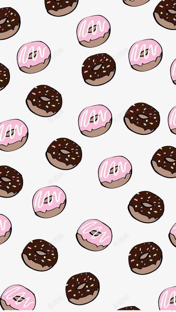 手绘甜甜圈背景png免抠素材_88icon https://88icon.com 创意 粉色 褐色 食物