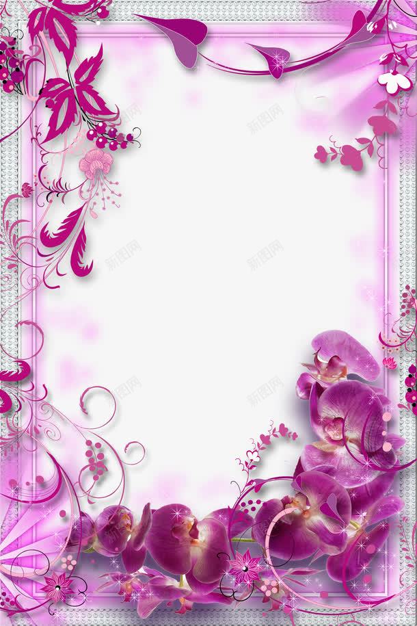 紫色花朵边框背景png免抠素材_88icon https://88icon.com 梦幻 紫色 背景 花朵 边框