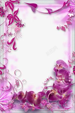紫色花朵边框背景素材