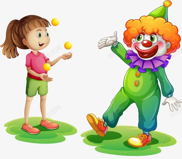 小丑与女孩png免抠素材_88icon https://88icon.com 小丑joker 杂技 绿地 表演 鸡蛋