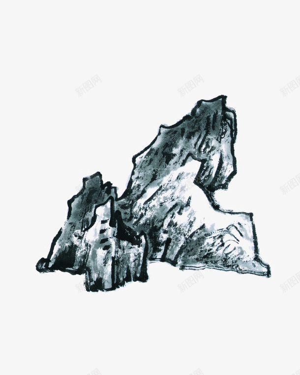 水墨画装饰png免抠素材_88icon https://88icon.com 假山 假山平面图 手绘 水墨画 矢量装饰 装饰