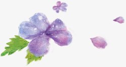 手绘水彩紫色漂浮花朵素材