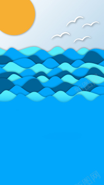 蓝色波浪矢量图H5背景背景