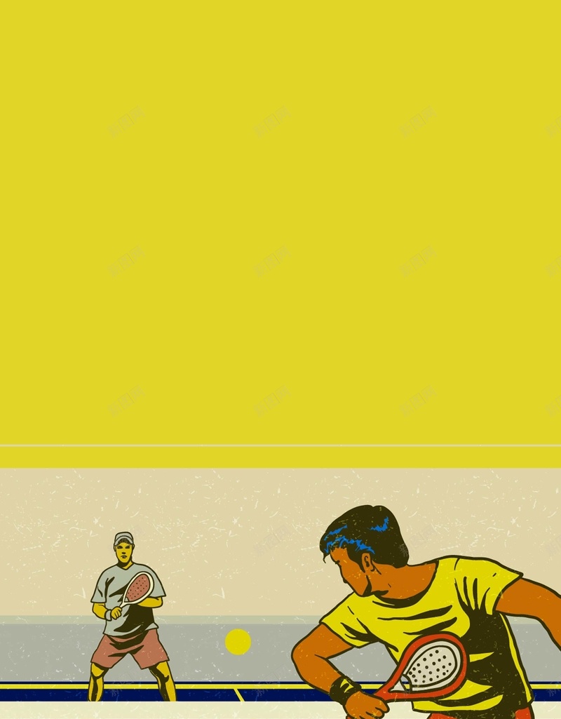 矢量卡通手绘网球运动ai设计背景_88icon https://88icon.com 卡通 手绘 比赛 球类 矢量 网球 运动 黄色 矢量图