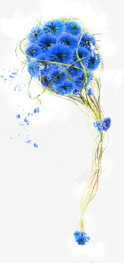 蓝色节日花束花朵素材