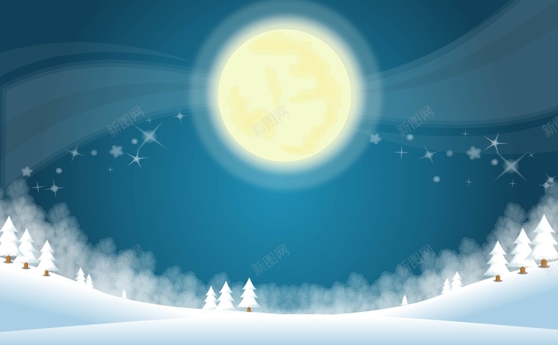 矢量圣诞节雪景月夜背景ai设计背景_88icon https://88icon.com 卡通 圣诞节 手绘 月亮 月夜 松树林 矢量 童趣 背景 蓝色 雪景 矢量图