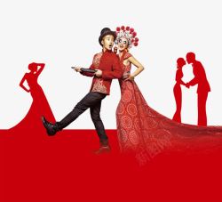 红色婚纱海报背景素材
