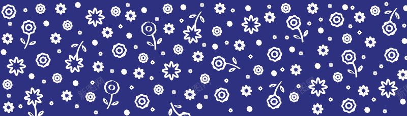蓝色背景上的白色花朵矢量图背景