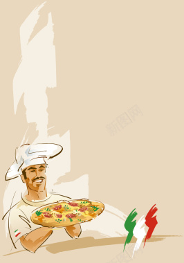 厨师披萨烘焙背景矢量图背景