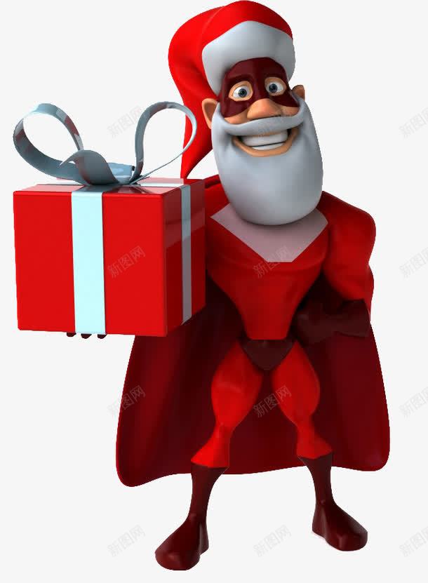 圣诞超人送礼物png免抠素材_88icon https://88icon.com 卡通 圣诞帽 圣诞超人 礼物盒