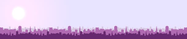 紫色城市剪影banner背景背景