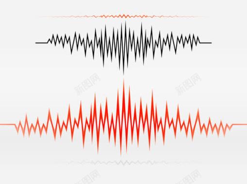 波线横幅红黑音频线波线图图标图标