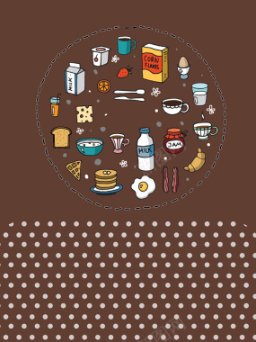 咖啡色背景美食图标食谱矢量背景