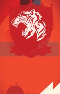 红色狮子头像背景矢量图背景