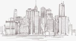 手绘曼哈顿城市建筑素材