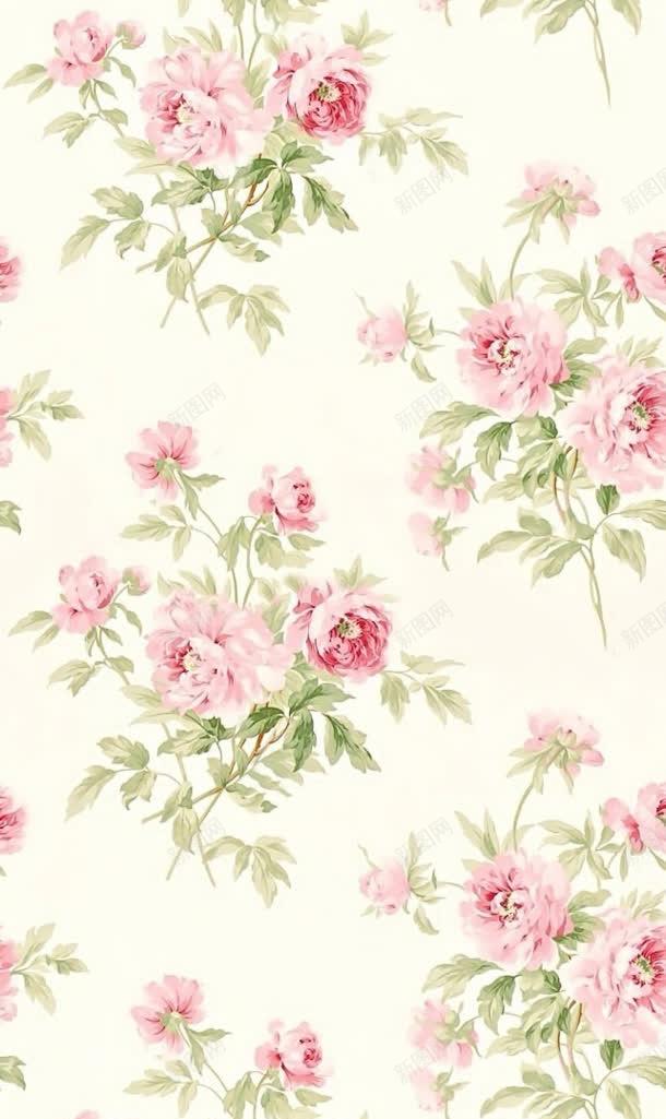 手绘小清新粉花绿叶jpg设计背景_88icon https://88icon.com 清新 绿叶