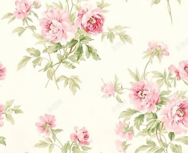 手绘小清新粉花绿叶jpg设计背景_88icon https://88icon.com 清新 绿叶