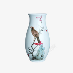 希腊瓶画简约鸟画白色花瓶高清图片