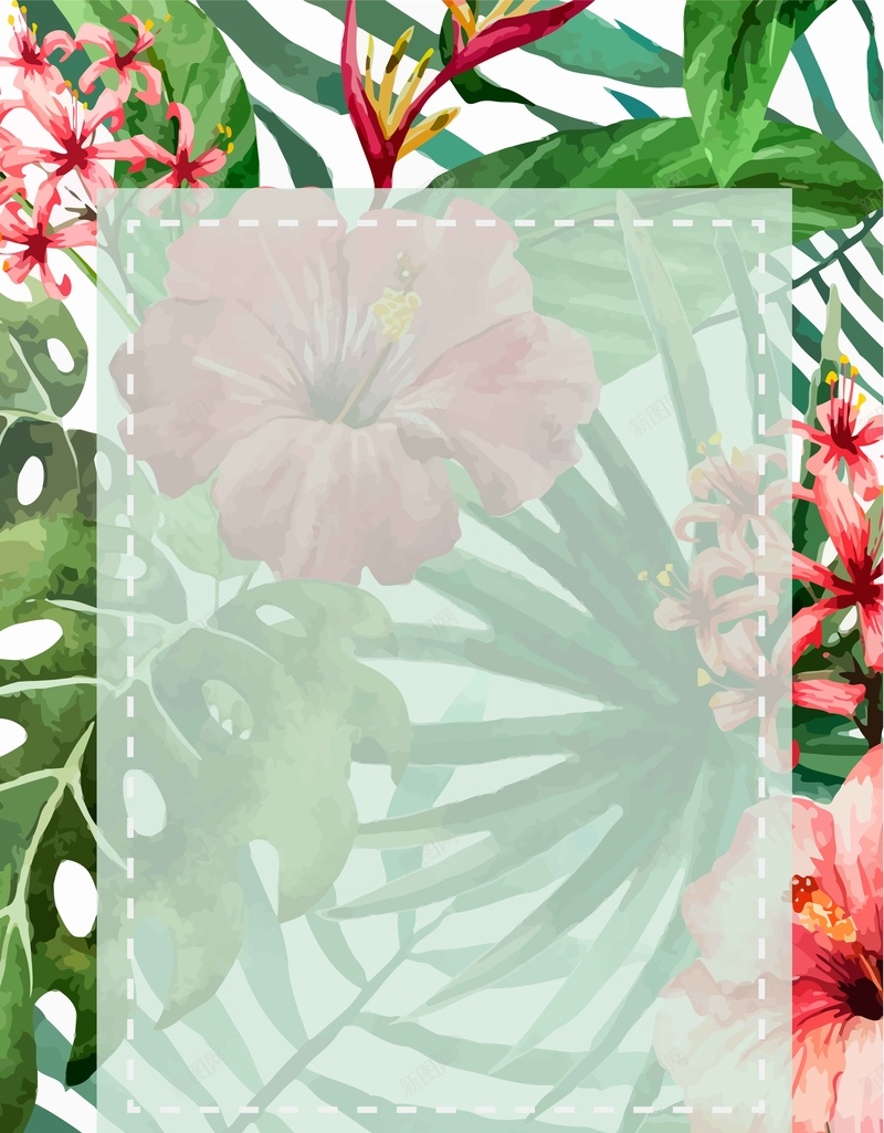 手绘花卉绿叶海报背景模板矢量图ai设计背景_88icon https://88icon.com 夏季新品 宣传 手绘 新品上市 海报 矢量 绿叶 背景模板 花卉 矢量图