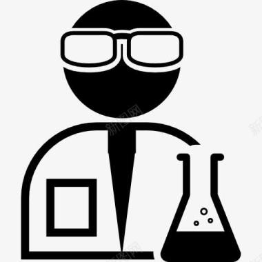 科学家科学家用实验室护目镜和瓶化学图标图标
