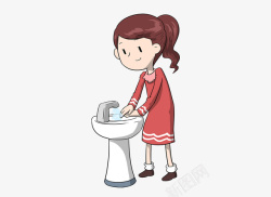 小女孩洗手疫情卡通人物手绘人勤洗手高清图片