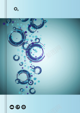 创意蓝色手绘水中汽泡科技封面背景矢量图背景