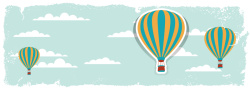 儿童乐器扁平图创意矢量卡通天空热气球背景高清图片