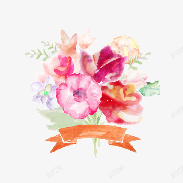 水彩花束丝带渐变装饰矢量图ai免抠素材_88icon https://88icon.com 丝带 水彩 渐变 矢量素材 矢量素材免费下载 花束 装饰图案 矢量图