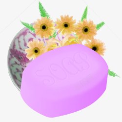 紫色手工皂紫色洗浴薰衣草味手工皂PSD高清图片