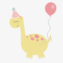 手绘可爱粉色气球恐龙素材