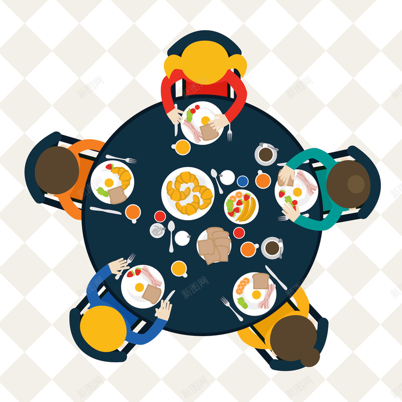 卡通年夜饭回家团聚宣传海报背景矢量图ai设计背景_88icon https://88icon.com 一家人 卡通 卡通人物 回家团聚 年夜饭 广告海报 新年聚餐 春节 格纹背景 聚餐 背景 饭桌 矢量图