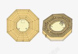 建筑平面客家建筑纸素材