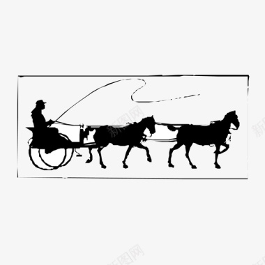 古代农夫简笔画马车矢量图图标图标