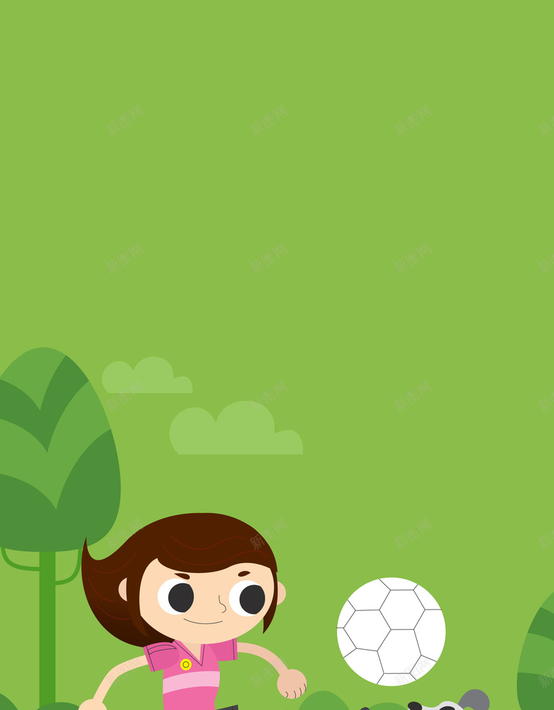 矢量卡通手绘女足训练营ai设计背景_88icon https://88icon.com 卡通 女足 小狗 手绘 矢量 绿色 训练营 足球 矢量图