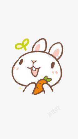 抱着红萝卜的小白兔手绘图素材