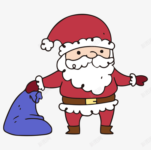 卡通手绘圣诞老人png免抠素材_88icon https://88icon.com 创意 动漫动画 卡通手绘 卡通老人 圣诞老人 紫色的收纳袋