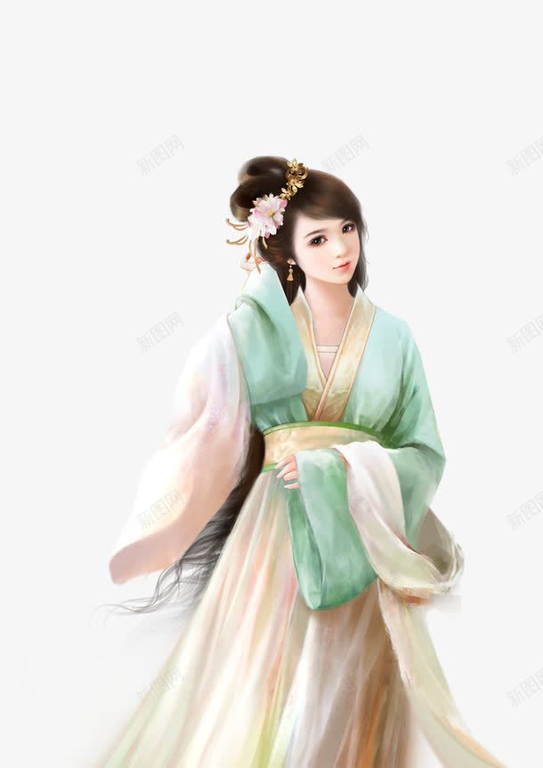 整理发饰的绿衣女子古风手绘png免抠素材_88icon https://88icon.com 发饰 古风 女子 整理 绿衣