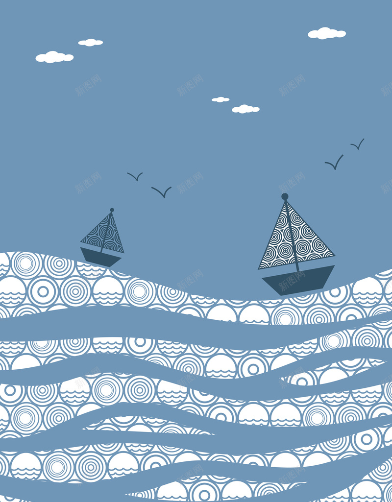 矢量卡通海洋插画纹理背景ai设计背景_88icon https://88icon.com 儿童 卡通 帆船 手绘 插画 海洋 矢量 童趣 纹理 背景 蓝色 矢量图