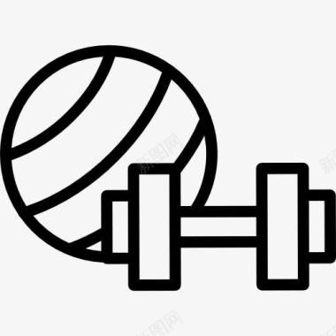 哑铃健身房的对象一个球和一个哑铃图标图标