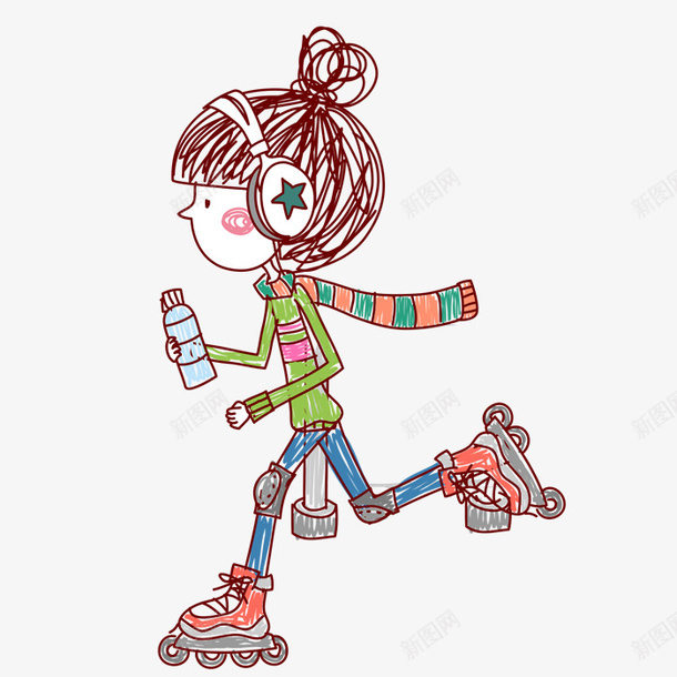 溜冰的女孩png免抠素材_88icon https://88icon.com PNG图形 PNG装饰 卡通 女孩 手绘 溜冰鞋 装饰