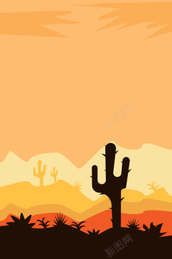 沙漠旅行宣传展板矢量手绘卡通沙漠风光风景背景高清图片