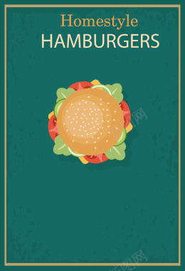 俯视美味汉堡海报背景矢量图背景