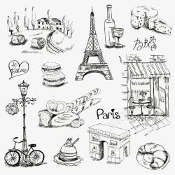 法国旅游素描素材