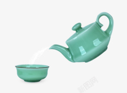 产品实物青瓷茶壶茶杯素材